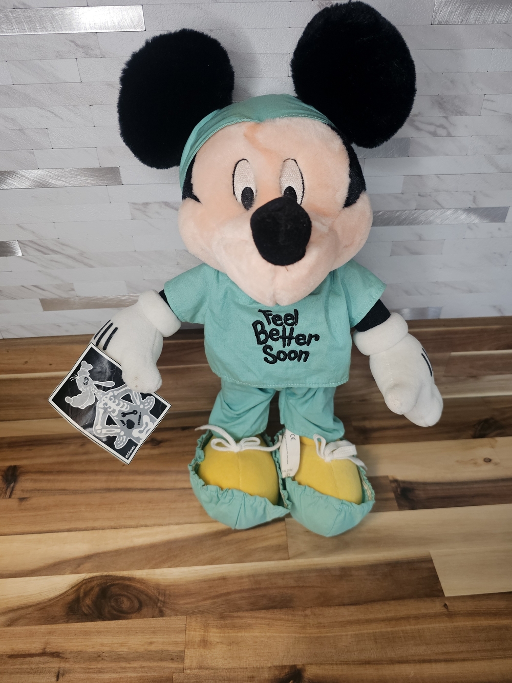 Mickey Mouse Plush "Feel Better Soon" Scrub Outfit - Teal & Yellow